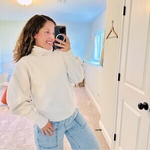 AGOLDE Blue Gray Neutral Cotton Ribbed Turtleneck Sweatshirt Medium